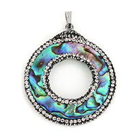 Natural Abalone Shell Pendants with brass bail & Rhinestone Clay Pave Donut platinum color plated nickel lead & cadmium free Approx Sold By Lot