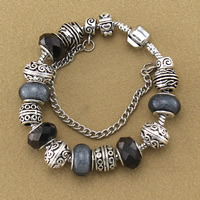 European Bracelet Zinc Alloy with brass chain & Crystal & Lampwork antique silver color plated faceted nickel lead & cadmium free Sold Per Approx 6.6 Inch Strand