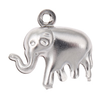 Stainless Steel Animal Pendants, Elephant, original color, 15x14x5mm, Hole:Approx 1mm, 200PCs/Bag, Sold By Bag