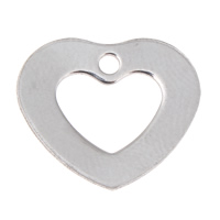 Pendientes Corazón de acero inoxidable, color original, 16x14x1mm, agujero:aproximado 1mm, 500PCs/Bolsa, Vendido por Bolsa