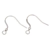 Stainless Steel Hook Earwire, with loop, original color, 19x16x1mm, Hole:Approx 1mm, 250Pairs/Bag, Sold By Bag