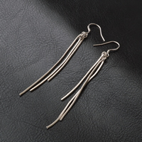 Fashion Fringe Earrings, Brass, real silver plated, lead & cadmium free, 75mm, Sold By Pair
