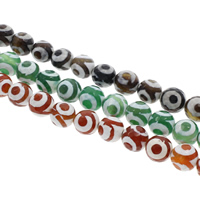 Tibetan Achat Perle, rund, verschiedene Größen vorhanden, keine, Bohrung:ca. 1.5mm, Länge:ca. 14.5 ZollInch, verkauft von Tasche