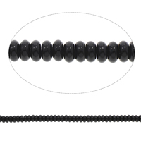 Natürliche schwarze Achat Perlen, Schwarzer Achat, Rondell, verschiedene Größen vorhanden, Bohrung:ca. 1mm, ca. 46PCs/Strang, verkauft per ca. 15 ZollInch Strang