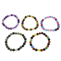 Bracelet de bijou en agate , Rond, normes différentes pour le choix, plus de couleurs à choisir, Vendu par Environ 7 pouce brin
