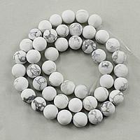 Natürlicher weißer Türkis Perle, rund, verschiedene Größen vorhanden & satiniert, Bohrung:ca. 1-2mm, verkauft per ca. 15.5 ZollInch Strang