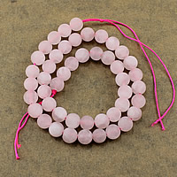 Natürliche Rosenquarz Perlen, rund, verschiedene Größen vorhanden & satiniert, Bohrung:ca. 1-2mm, Länge:ca. 15 ZollInch, verkauft von Menge