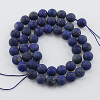 Natural Lapis Lazuli Beads, Round, different size for choice & frosted, Hole:Approx 1-2mm, Length:Approx 15.5 Inch, Sold By Lot