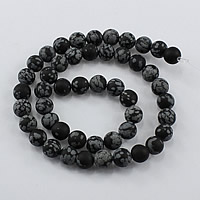 Schneeflocke Obsidian, rund, natürlich, verschiedene Größen vorhanden & satiniert, Bohrung:ca. 1-2mm, Länge:ca. 15.5 ZollInch, verkauft von Menge