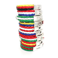 PU Leather Cord Bracelets zinc alloy clasp Peace Logo plated nickel lead & cadmium free Length Approx 7.5 Inch Sold By Lot