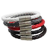 PU Leather Cord Bracelets zinc alloy magnetic clasp platinum color plated nickel lead & cadmium free 6mm Length Approx 7.8 Inch Sold By Lot