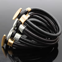 Men Bracelet Cowhide zinc alloy clasp plated nickel lead & cadmium free Length Approx 8.5 Inch Sold By Lot