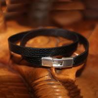 PU Leather Cord Bracelets zinc alloy clasp platinum color plated  nickel lead & cadmium free Length Approx 15.7 Inch Sold By Lot