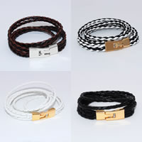 PU Leather Cord Bracelets zinc alloy clasp plated nickel lead & cadmium free Length Approx 15.7 Inch Sold By Lot