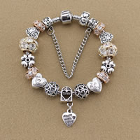 European Bracelet Zinc Alloy with brass chain Flower plated & with rhinestone nickel lead & cadmium free Sold By Strand