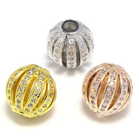 Cubic Zirconia Micro Pave Brass Beads Drum plated micro pave cubic zirconia lead & cadmium free 10mm Approx 2mm Sold By Bag