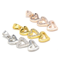 Cubic Zirconia Micro Pave Brass Pendant, Heart, plated, micro pave cubic zirconia, more colors for choice, lead & cadmium free, 9x23x2mm, Hole:Approx 3x4mm, 5PCs/Bag, Sold By Bag