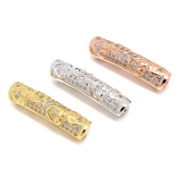 Brass Tube Beads, plated, micro pave cubic zirconia, more colors for choice, lead & cadmium free, 23x5.5mm, Hole:Approx 2mm, 5PCs/Bag, Sold By Bag