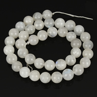 Mondstein Perlen, rund, 10mm, Bohrung:ca. 1mm, ca. 40PCs/Strang, verkauft per ca. 16 ZollInch Strang