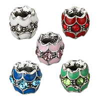 Tibetan Style European Beads, antique silver color plated, without troll & enamel & with rhinestone, more colors for choice, nickel, lead & cadmium free, 11x10x11mm, Hole:Approx 5.5mm, 100PCs/Lot, Sold By Lot