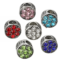 Zinc Alloy European Beads antique silver color plated without troll & with rhinestone nickel lead & cadmium free Approx 5mm Sold By Lot