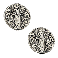 Tibetan Style Flat Beads, Flat Round, antique silver color plated, nickel, lead & cadmium free, 14x13x3mm, Hole:Approx 2mm, 500PCs/Lot, Sold By Lot
