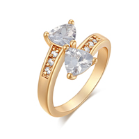 Gets® палец кольцо, Латунь, Сердце, плакированный настоящим золотом, разный размер для выбора & с кубическим цирконием & граненый, не содержит никель, свинец, 12mm, продается PC