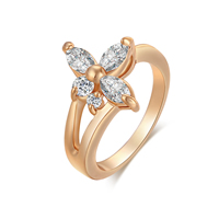 Gets® Finger Ring Brass Flower real gold plated & with cubic zirconia & faceted nickel lead & cadmium free 15mm Sold By PC