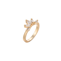 Gets® палец кольцо, Латунь, Форма цветка, плакированный настоящим золотом, разный размер для выбора & с кубическим цирконием & граненый, не содержит никель, свинец, 8mm, продается PC