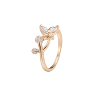 Gets® Finger Ring Brass Butterfly real gold plated & with cubic zirconia & faceted nickel lead & cadmium free 8mm Sold By PC