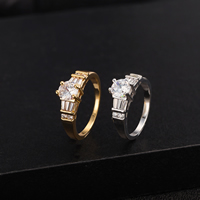 Gets® Finger Ring Brass plated & with cubic zirconia & faceted nickel lead & cadmium free 15mm Sold By PC