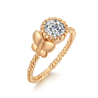 Gets® палец кольцо, Латунь, Форма цветка, плакированный настоящим золотом, разный размер для выбора & с кубическим цирконием & граненый, не содержит никель, свинец, 8mm, продается PC