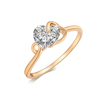 Gets® Finger Ring Brass Heart real gold plated & with cubic zirconia & faceted nickel lead & cadmium free 7mm Sold By PC