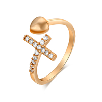 Gets® Finger Ring, Brass, Cross, real gold plated, different size for choice & with cubic zirconia, nickel, lead & cadmium free, 12mm, Sold By PC