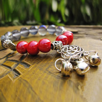 Porcelain Bracelet, with Crystal & Tibetan Style, glazed, faceted, red, 180mm, Sold Per Approx 7 Inch Strand