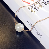 Zinc Alloy smykker halskæde, med Glass Pearl, med 2lnch extender kæde, guldfarve belagt, Solgt Per Ca. 15.7 inch Strand