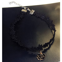 Ожерелье Мода Choker, Кружево, с цинковый сплав, с 2lnch наполнитель цепи, Форма цветка, Другое покрытие, эмаль, Продан через Приблизительно 12.5 дюймовый Strand