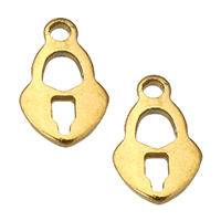Stainless Steel Extender Chain Drop, Lock, gold color plated, 6.50x10x1mm, Hole:Approx 1.5mm, 300PCs/Lot, Sold By Lot
