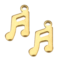 Stainless Steel Extender Chain Drop, Music Note, gold color plated, 7x12x1mm, Hole:Approx 1mm, 400PCs/Lot, Sold By Lot
