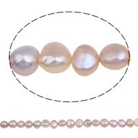 Tlačítko kultivované sladkovodní Pearl Beads, přírodní, nachový, 6-7mm, Otvor:Cca 0.8mm, Prodáno za Cca 15.5 inch Strand