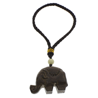 Wood with Bodhi Root & Nylon Cord Elephant Carved dyed - Sold By Bag