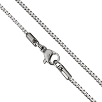 Edelstahl Halskette Gliederkette, Kastenkette, originale Farbe, 1.50mm, Länge:ca. 19 ZollInch, 10SträngeStrang/Menge, verkauft von Menge