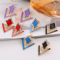 Zinc Alloy Drop Earring brass post pin Triangle gold color plated enamel & with rhinestone nickel lead & cadmium free Sold By Pair