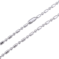 нержавеющая сталь цепочка для ожерелья, мяч цепь, оригинальный цвет, 4x2mm,2mm, длина:Приблизительно 19 дюймовый, продается PC