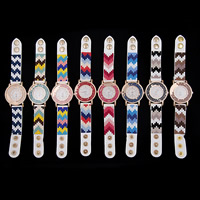 Women Watch Bracelet, Velveteen, with Tibetan Style dial & Glass & Plastic Pearl & Acrylic, stainless steel snap clasp, rose gold color plated, adjustable & with rhinestone, more colors for choice, nickel, lead & cadmium free, 40mm, 20mm, Length:Approx 9.5 Inch, Sold By PC