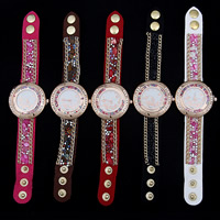 Women Watch Bracelet, Velveteen, with Stone & Glass & Rhinestone & Tibetan Style, stainless steel snap clasp, plated, adjustable, more colors for choice, nickel, lead & cadmium free, 40mm, 20mm, Length:Approx 9.5 Inch, Sold By PC