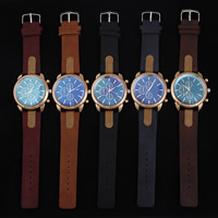 Men Wrist Watch PU Leather with zinc alloy dial & Glass stainless steel pin buckle rose gold color plated adjustable & for man nickel lead & cadmium free 40mm 20mm Length Approx 9.5 Inch Sold By PC