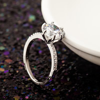 Zinc Alloy Finger Ring Round platinum color plated with cubic zirconia lead & cadmium free 17mm US Ring .5 Sold By PC