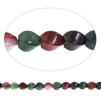 Crackle Agate Bead, Twist, blandede farver, 15x20mm, Hole:Ca. 1mm, Ca. 19pc'er/Strand, Solgt Per Ca. 15 inch Strand