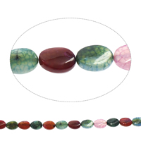 Geknister Achat Perle, oval, gemischte Farben, 15x20x7mm, Bohrung:ca. 1mm, ca. 20PCs/Strang, verkauft per ca. 15 ZollInch Strang